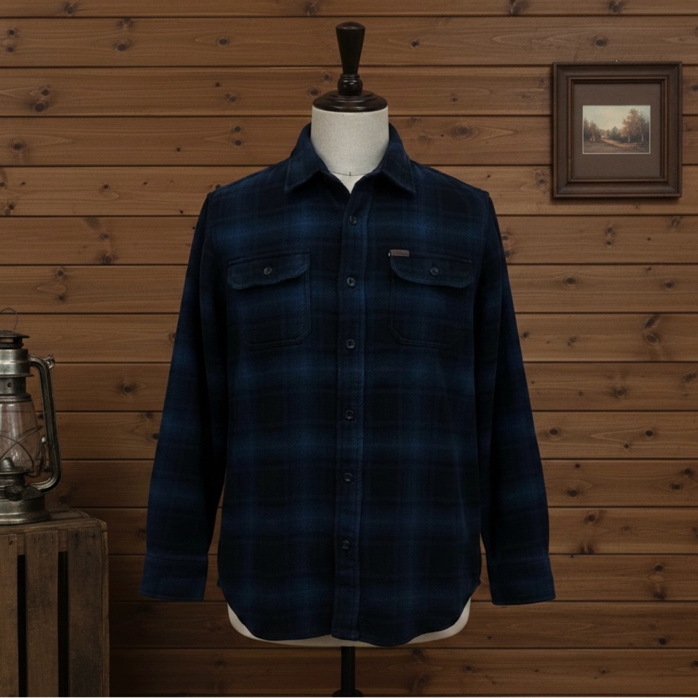 Orvis Men’s Perfect Flannel Button Shirt Size Medium Blue Black Plaid Pockets